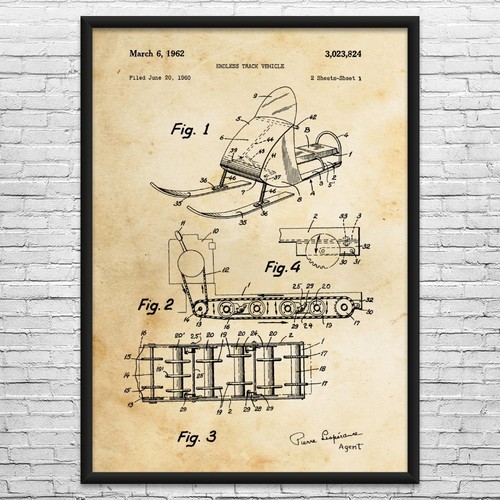 Snow mobile patent wall art - mobile,